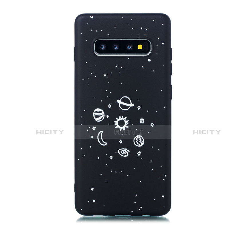 Handyhülle Silikon Hülle Gummi Schutzhülle Sternenhimmel für Samsung Galaxy S10 Plus Schwarz