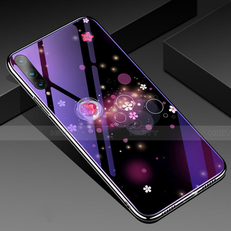 Handyhülle Silikon Hülle Rahmen Schutzhülle Spiegel Blumen für Huawei Honor 9X Pro Violett