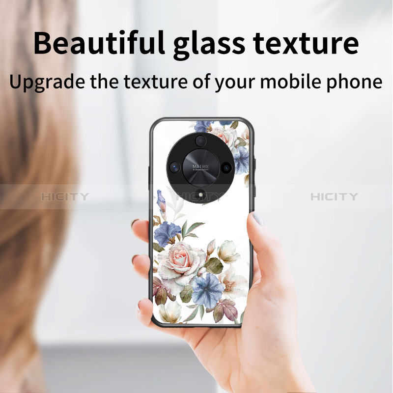 Handyhülle Silikon Hülle Rahmen Schutzhülle Spiegel Blumen für Huawei Honor Magic6 Lite 5G groß