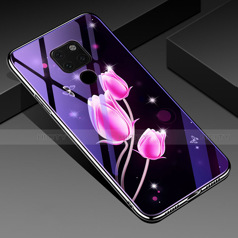 Handyhülle Silikon Hülle Rahmen Schutzhülle Spiegel Blumen für Huawei Mate 20 X 5G groß