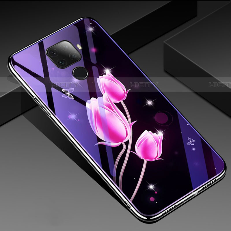 Handyhülle Silikon Hülle Rahmen Schutzhülle Spiegel Blumen für Huawei Mate 30 Lite Pink