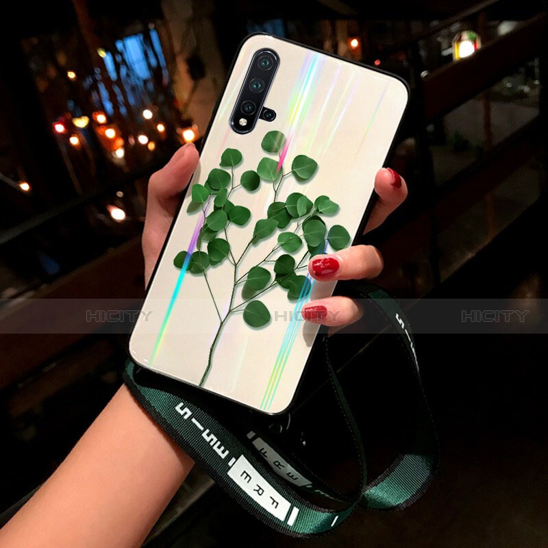 Handyhülle Silikon Hülle Rahmen Schutzhülle Spiegel Blumen für Huawei Nova 5 Pro Grün