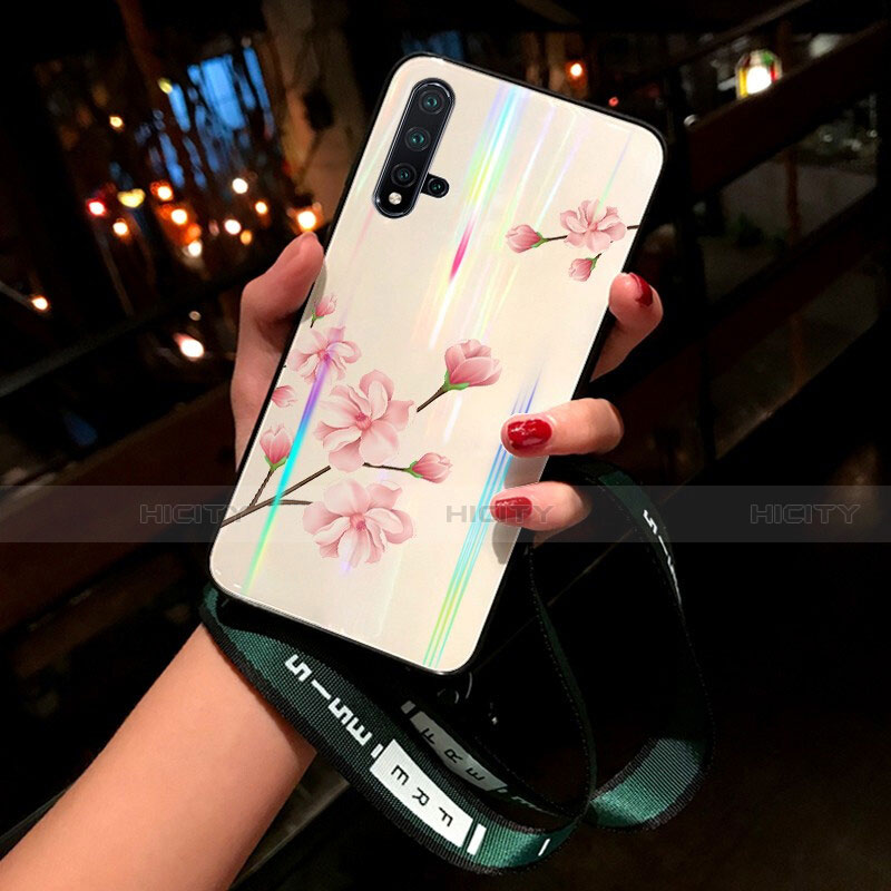 Handyhülle Silikon Hülle Rahmen Schutzhülle Spiegel Blumen für Huawei Nova 5 Rosa Plus