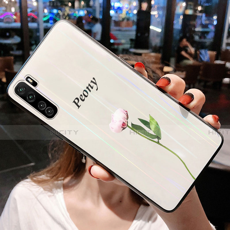 Handyhülle Silikon Hülle Rahmen Schutzhülle Spiegel Blumen für Huawei Nova 7 SE 5G Pink