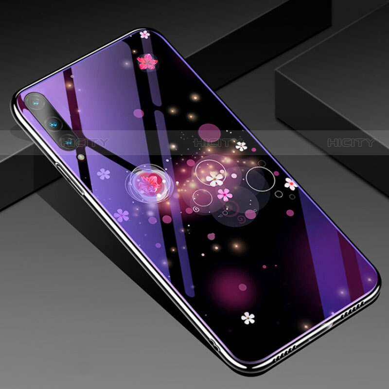 Handyhülle Silikon Hülle Rahmen Schutzhülle Spiegel Blumen für Huawei P Smart Pro (2019) Violett Plus