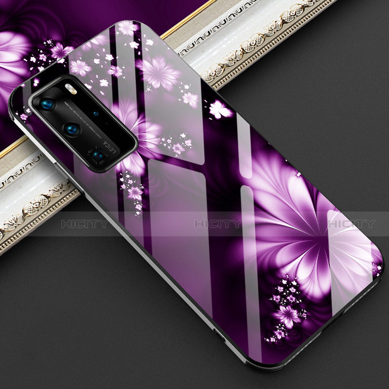 Handyhülle Silikon Hülle Rahmen Schutzhülle Spiegel Blumen für Huawei P40 Pro