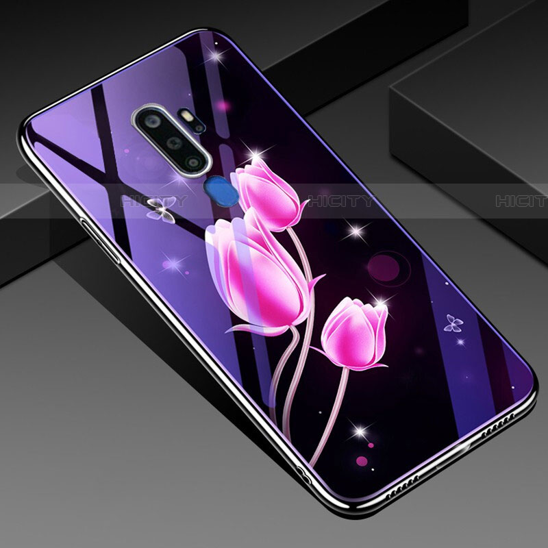 Handyhülle Silikon Hülle Rahmen Schutzhülle Spiegel Blumen für Oppo A11X Rosa