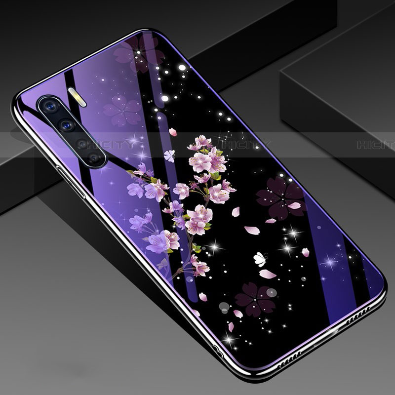 Handyhülle Silikon Hülle Rahmen Schutzhülle Spiegel Blumen für Oppo A91