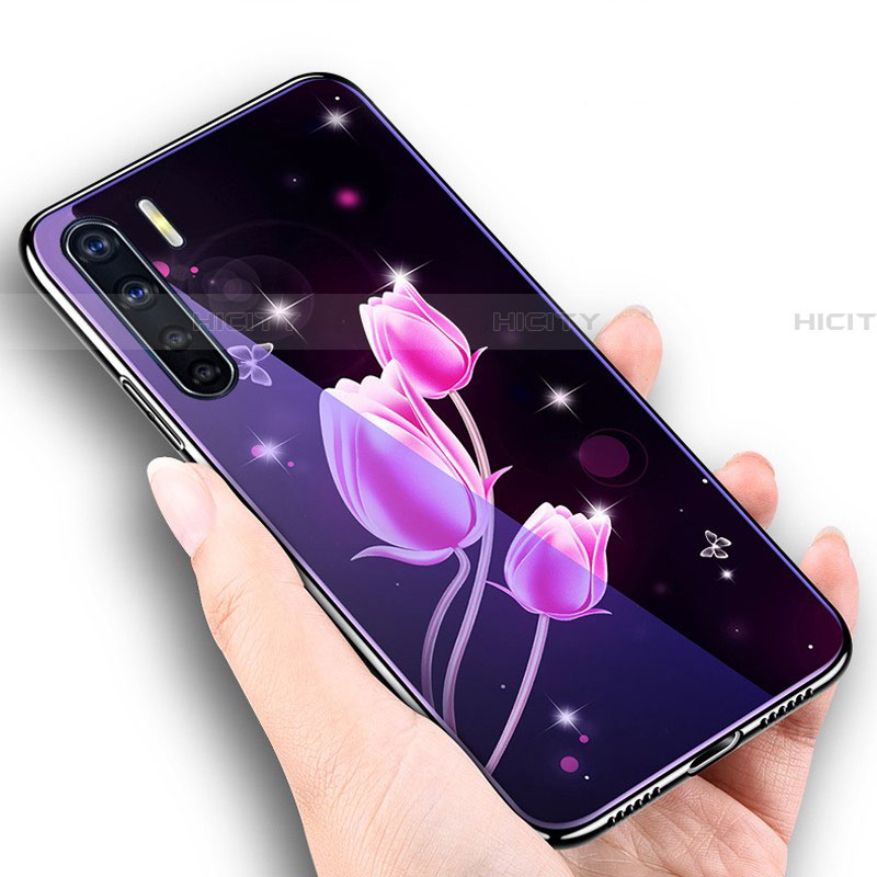 Handyhülle Silikon Hülle Rahmen Schutzhülle Spiegel Blumen für Oppo A91