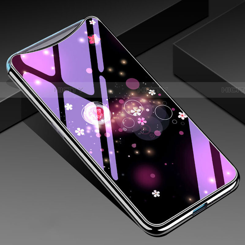 Handyhülle Silikon Hülle Rahmen Schutzhülle Spiegel Blumen für Oppo Find X Super Flash Edition Violett