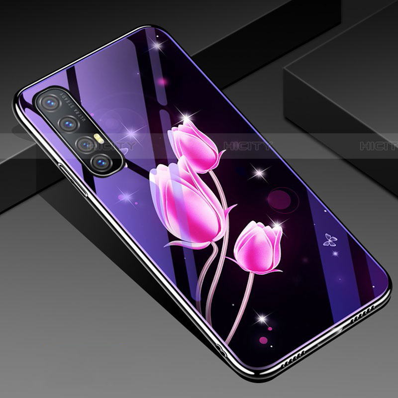 Handyhülle Silikon Hülle Rahmen Schutzhülle Spiegel Blumen für Oppo Find X2 Neo groß