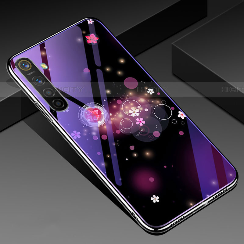 Handyhülle Silikon Hülle Rahmen Schutzhülle Spiegel Blumen für Oppo K5 Violett Plus