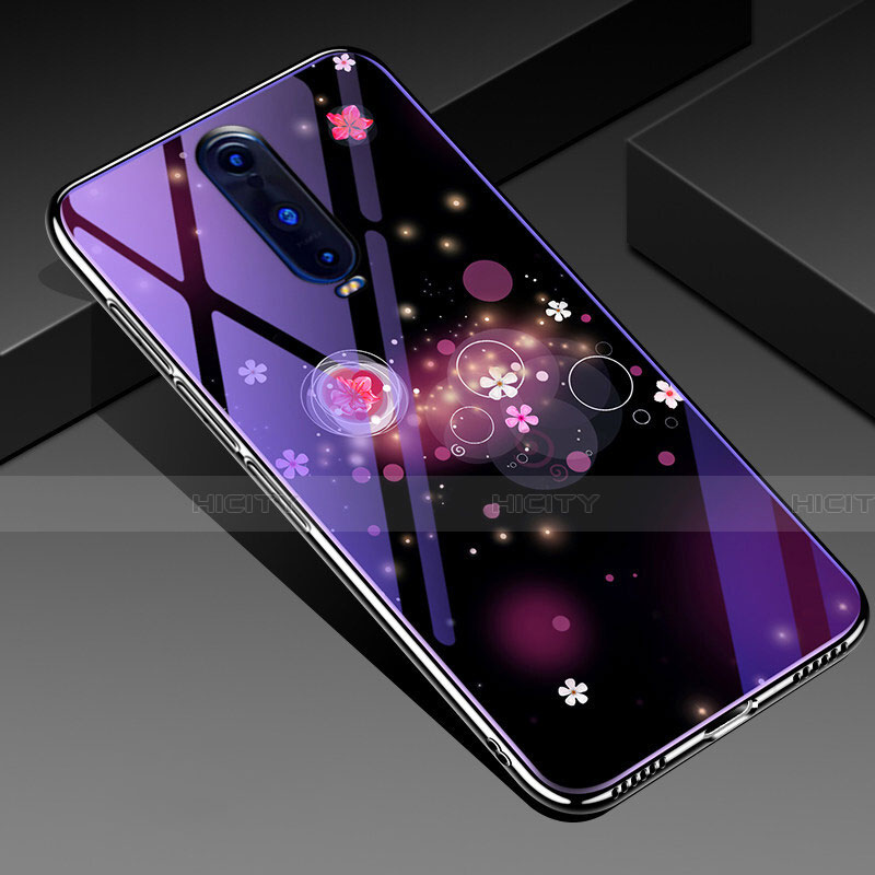 Handyhülle Silikon Hülle Rahmen Schutzhülle Spiegel Blumen für Oppo R17 Pro Violett