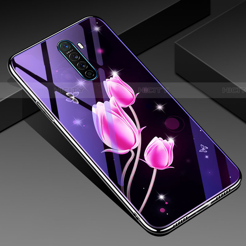 Handyhülle Silikon Hülle Rahmen Schutzhülle Spiegel Blumen für Oppo Reno Ace Rosa Plus