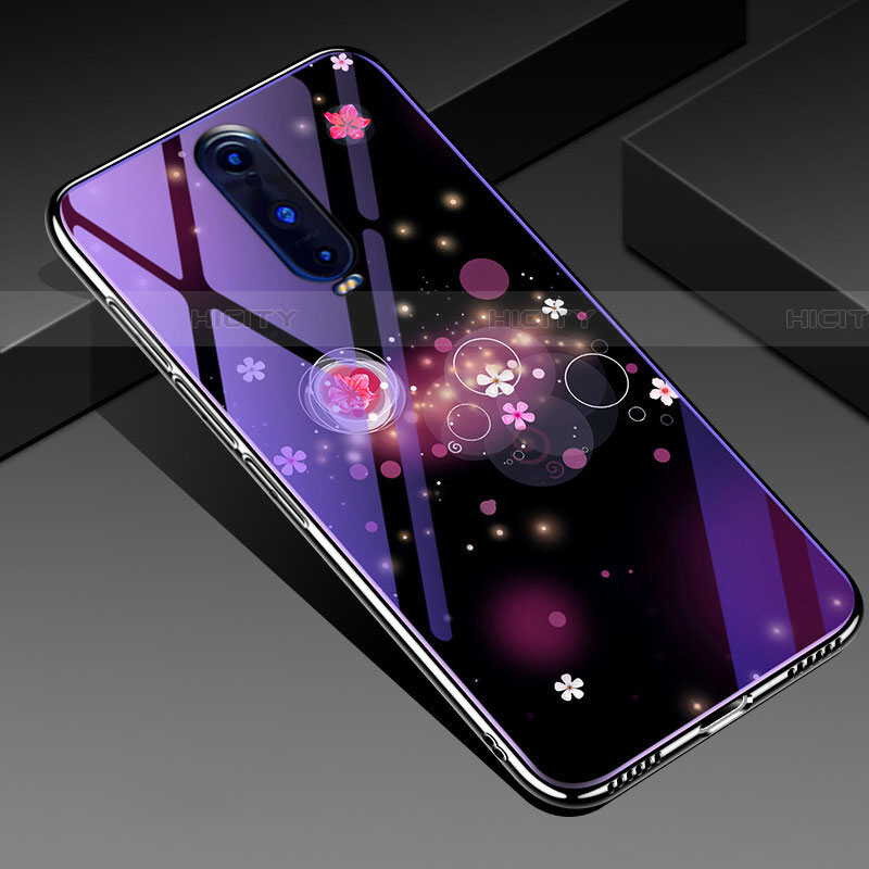 Handyhülle Silikon Hülle Rahmen Schutzhülle Spiegel Blumen für Oppo RX17 Pro Violett