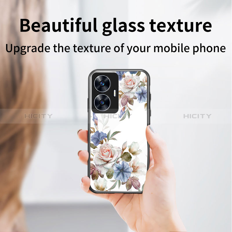 Handyhülle Silikon Hülle Rahmen Schutzhülle Spiegel Blumen für Realme C55