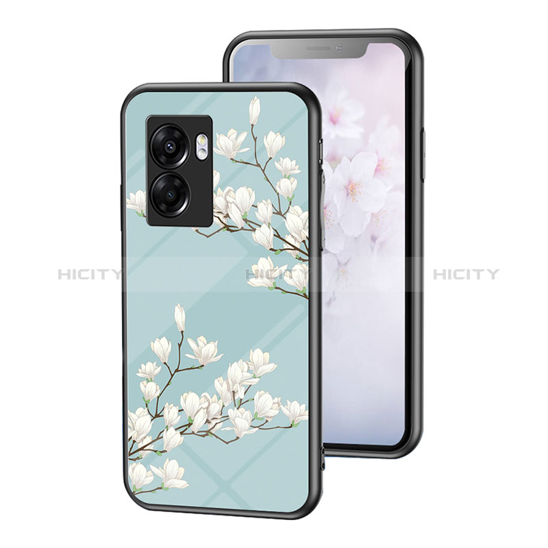 Handyhülle Silikon Hülle Rahmen Schutzhülle Spiegel Blumen für Realme Narzo 50 5G Cyan Plus