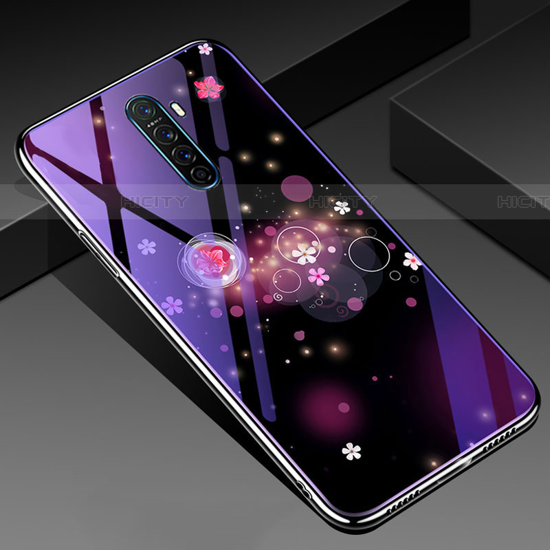 Handyhülle Silikon Hülle Rahmen Schutzhülle Spiegel Blumen für Realme X2 Pro Violett