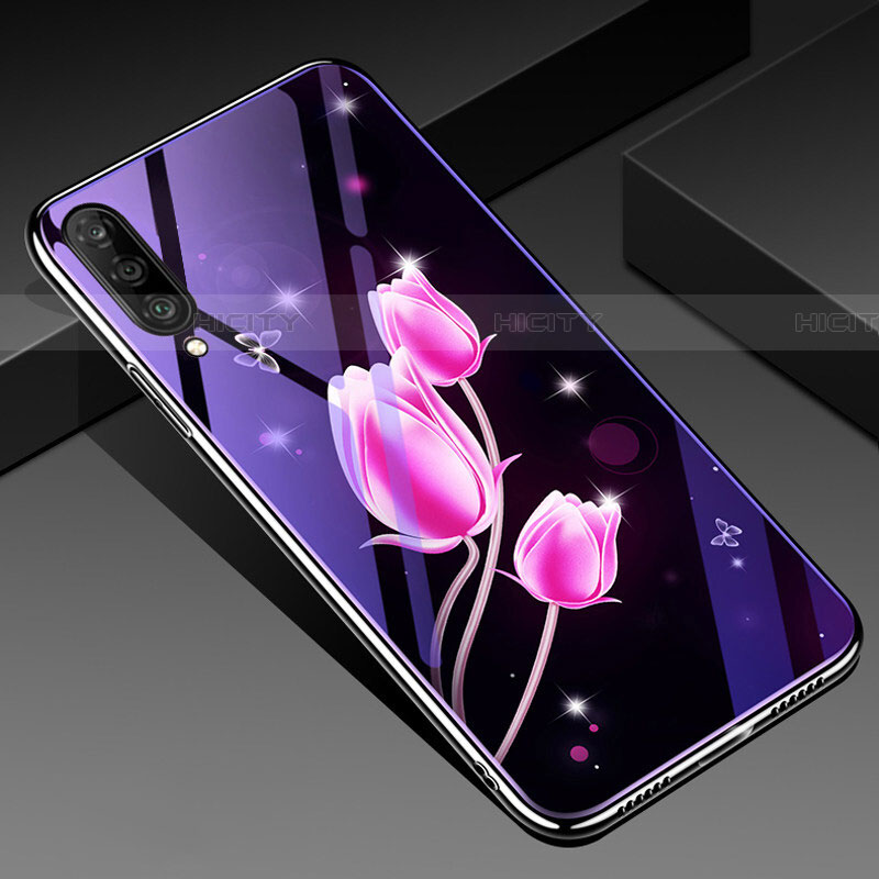 Handyhülle Silikon Hülle Rahmen Schutzhülle Spiegel Blumen für Samsung Galaxy A70 Pink