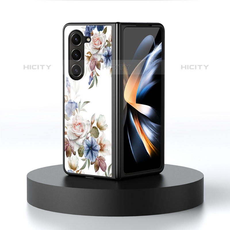 Handyhülle Silikon Hülle Rahmen Schutzhülle Spiegel Blumen für Samsung Galaxy Z Fold5 5G