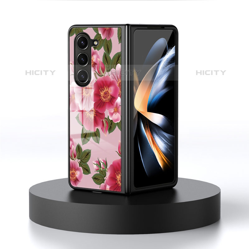 Handyhülle Silikon Hülle Rahmen Schutzhülle Spiegel Blumen für Samsung Galaxy Z Fold5 5G