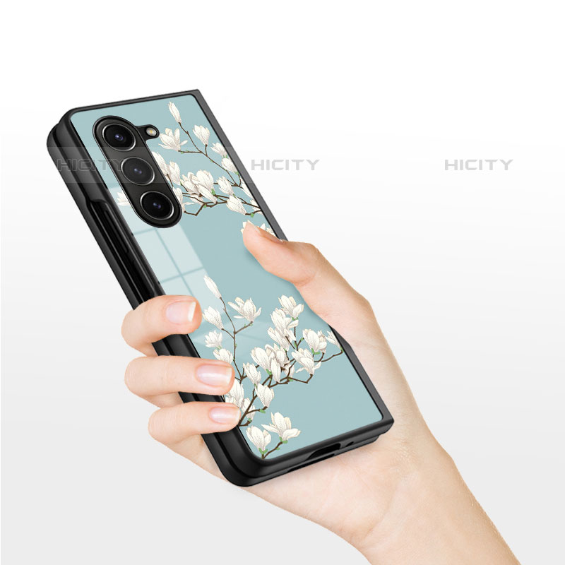 Handyhülle Silikon Hülle Rahmen Schutzhülle Spiegel Blumen für Samsung Galaxy Z Fold5 5G