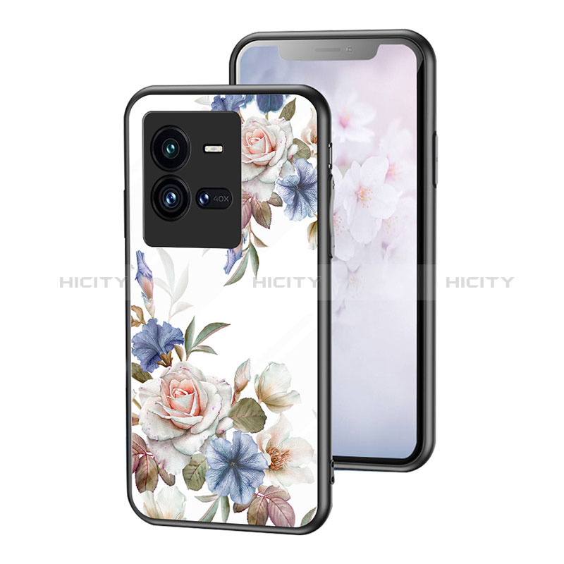 Handyhülle Silikon Hülle Rahmen Schutzhülle Spiegel Blumen für Vivo iQOO 10 Pro 5G Weiß