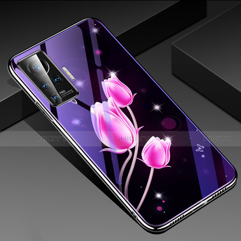 Handyhülle Silikon Hülle Rahmen Schutzhülle Spiegel Blumen für Vivo X50 Pro 5G groß