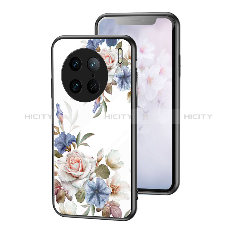 Handyhülle Silikon Hülle Rahmen Schutzhülle Spiegel Blumen für Vivo X90 Pro 5G Weiß Plus