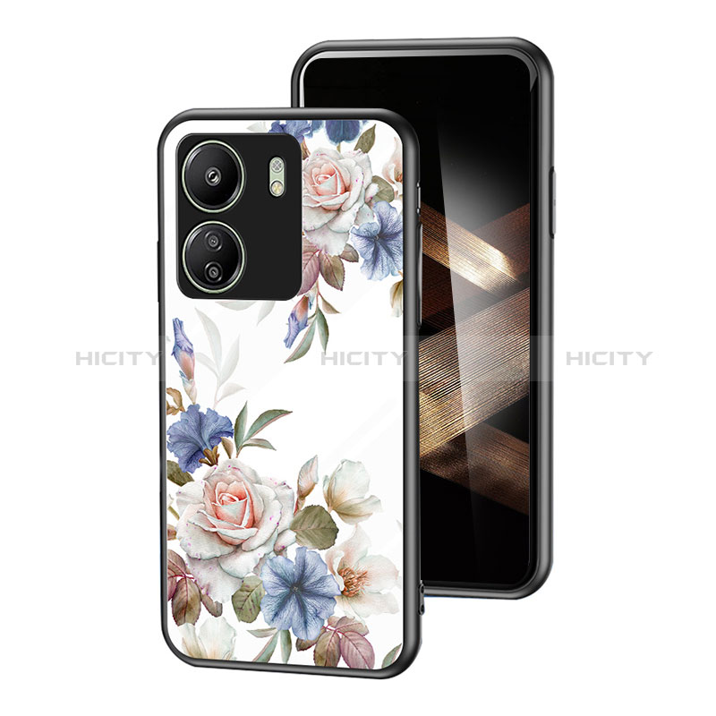 Handyhülle Silikon Hülle Rahmen Schutzhülle Spiegel Blumen für Xiaomi Poco C65 groß