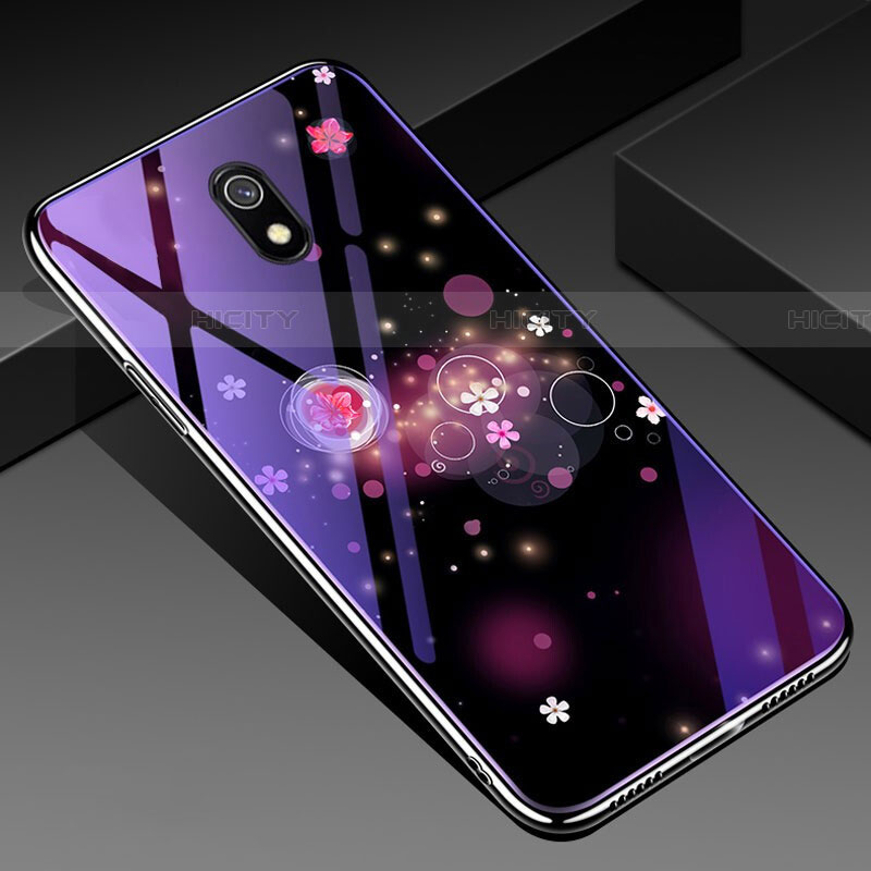 Handyhülle Silikon Hülle Rahmen Schutzhülle Spiegel Blumen für Xiaomi Redmi 8A Violett