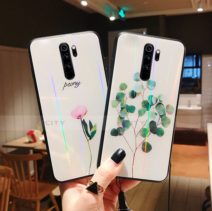 Handyhülle Silikon Hülle Rahmen Schutzhülle Spiegel Blumen für Xiaomi Redmi Note 8 Pro