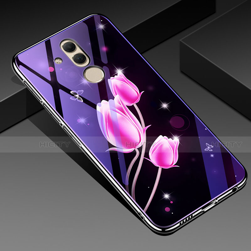 Handyhülle Silikon Hülle Rahmen Schutzhülle Spiegel Blumen H01 für Huawei Mate 20 Lite Rosa