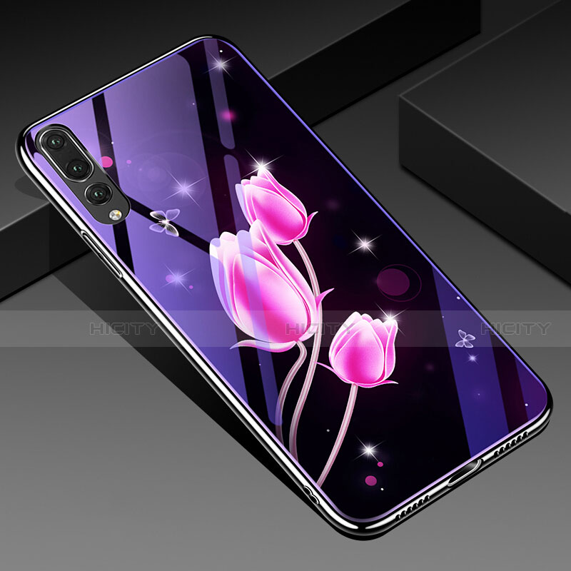 Handyhülle Silikon Hülle Rahmen Schutzhülle Spiegel Blumen K01 für Huawei P20 Pro