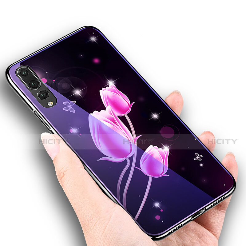 Handyhülle Silikon Hülle Rahmen Schutzhülle Spiegel Blumen K01 für Huawei P20 Pro