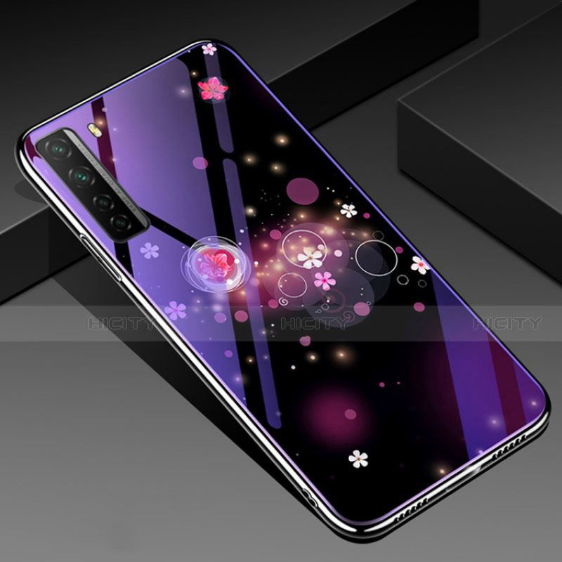 Handyhülle Silikon Hülle Rahmen Schutzhülle Spiegel Blumen K01 für Huawei P40 Lite 5G Violett