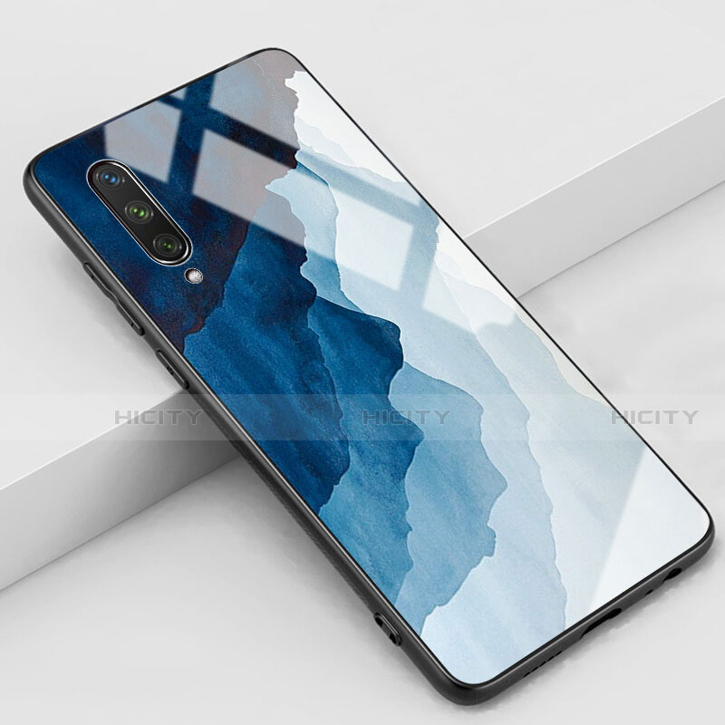 Handyhülle Silikon Hülle Rahmen Schutzhülle Spiegel Blumen K02 für Xiaomi Mi A3 Blau Plus