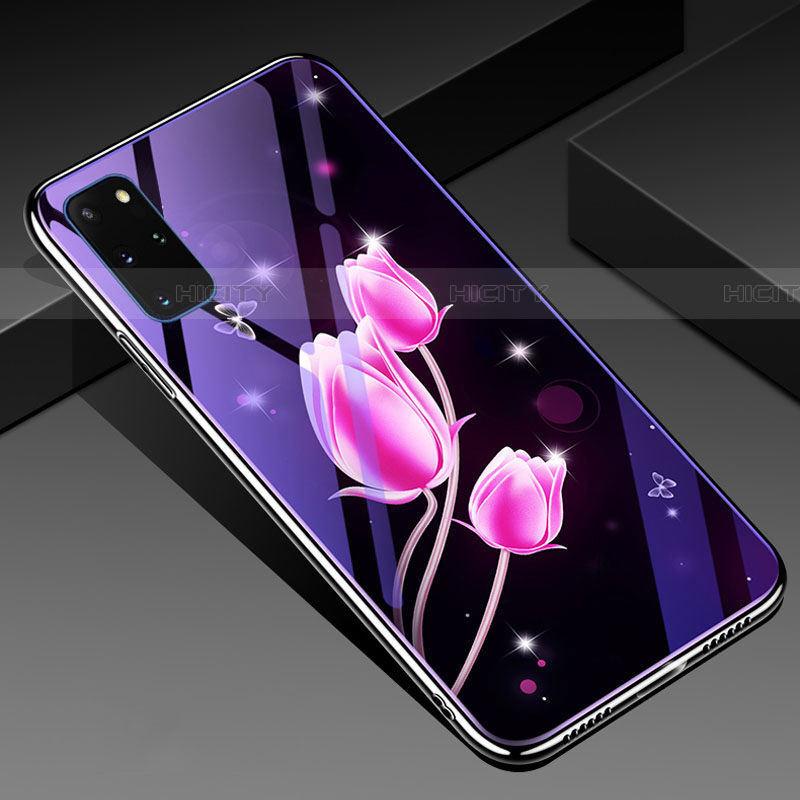 Handyhülle Silikon Hülle Rahmen Schutzhülle Spiegel Blumen M01 für Samsung Galaxy S20 Plus 5G Rosa