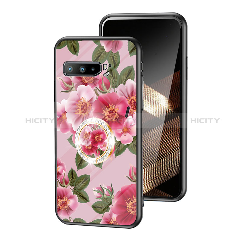 Handyhülle Silikon Hülle Rahmen Schutzhülle Spiegel Blumen S01 für Asus ROG Phone 3 Rot