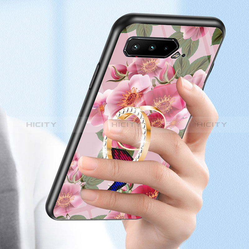 Handyhülle Silikon Hülle Rahmen Schutzhülle Spiegel Blumen S01 für Asus ROG Phone 5s Pro groß