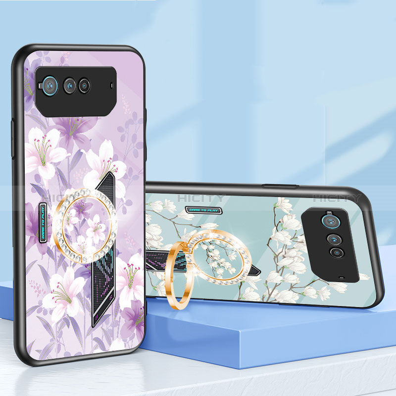 Handyhülle Silikon Hülle Rahmen Schutzhülle Spiegel Blumen S01 für Asus ROG Phone 6 Pro groß