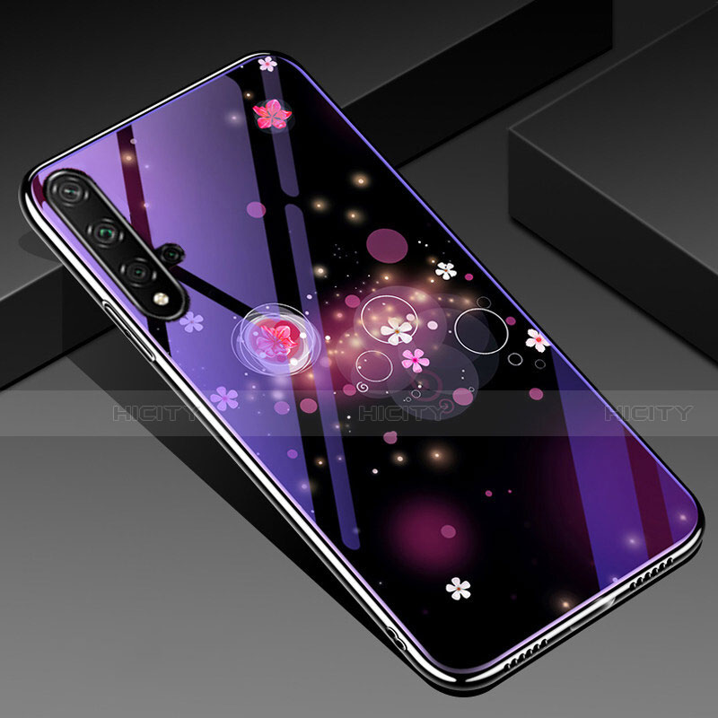 Handyhülle Silikon Hülle Rahmen Schutzhülle Spiegel Blumen S01 für Huawei Honor 20 Violett