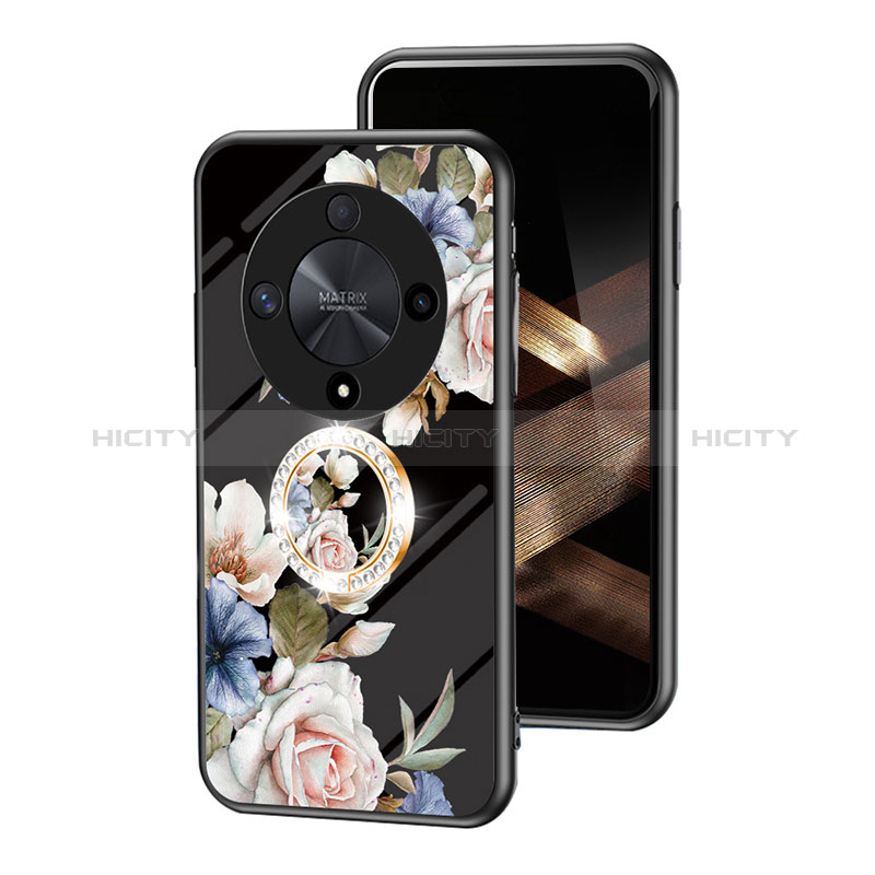 Handyhülle Silikon Hülle Rahmen Schutzhülle Spiegel Blumen S01 für Huawei Honor Magic6 Lite 5G Schwarz Plus