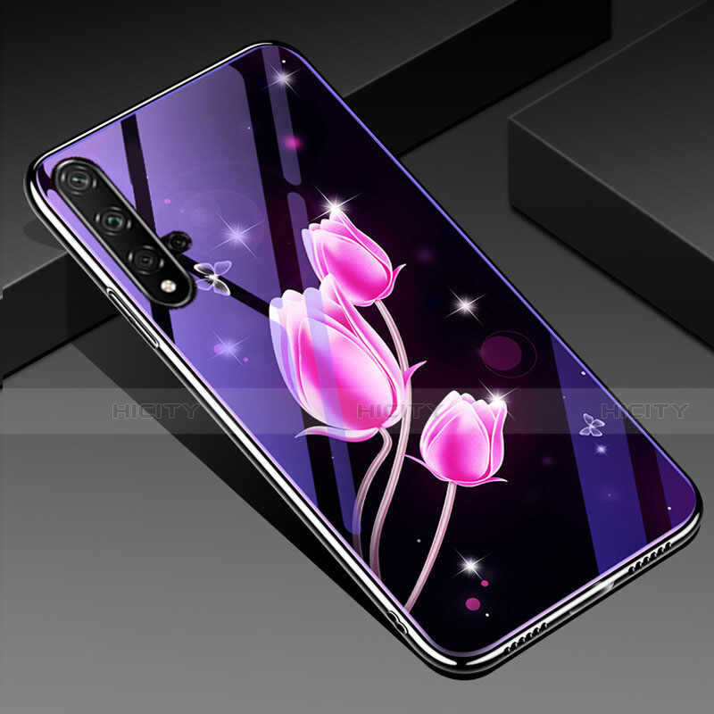 Handyhülle Silikon Hülle Rahmen Schutzhülle Spiegel Blumen S01 für Huawei Nova 5T Pink