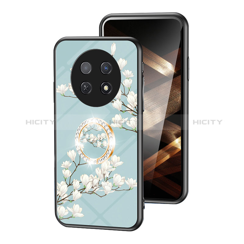 Handyhülle Silikon Hülle Rahmen Schutzhülle Spiegel Blumen S01 für Huawei Nova Y91 Cyan