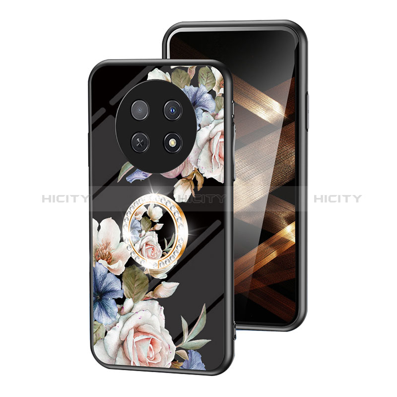 Handyhülle Silikon Hülle Rahmen Schutzhülle Spiegel Blumen S01 für Huawei Nova Y91 Schwarz