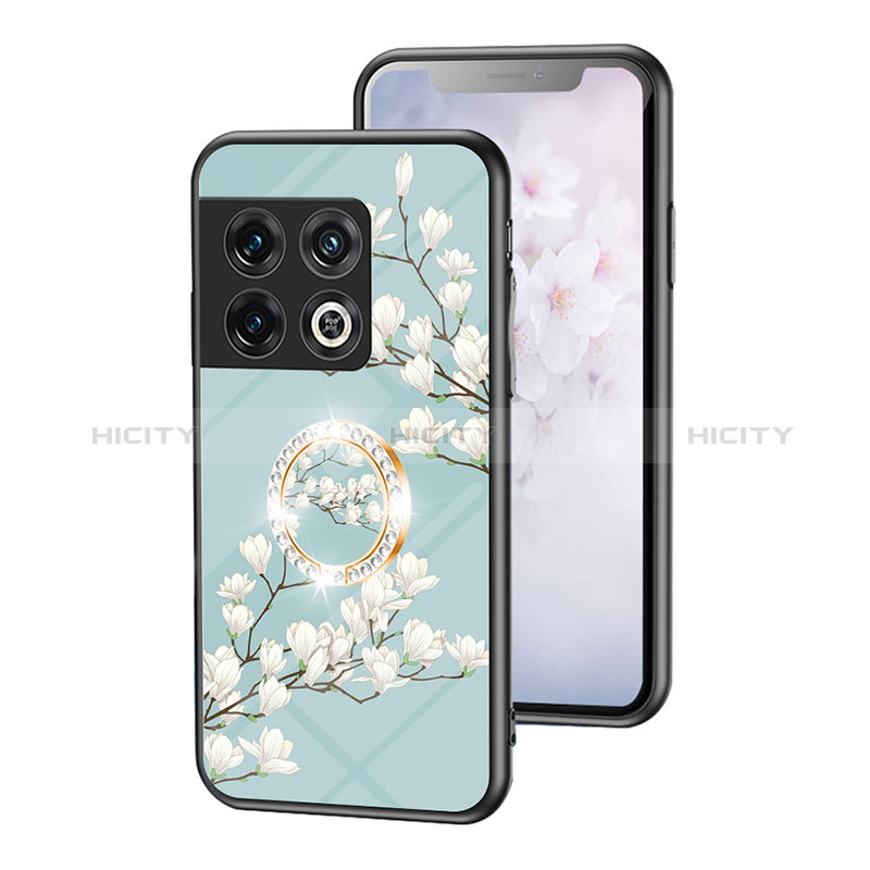 Handyhülle Silikon Hülle Rahmen Schutzhülle Spiegel Blumen S01 für OnePlus 10 Pro 5G Cyan Plus