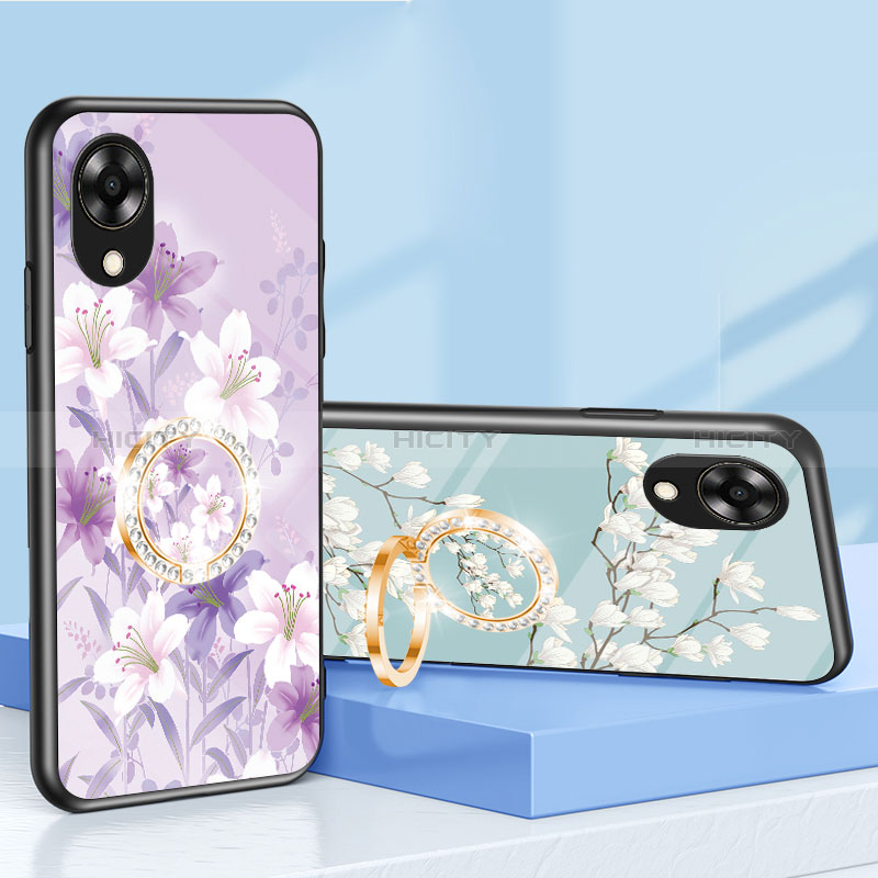 Handyhülle Silikon Hülle Rahmen Schutzhülle Spiegel Blumen S01 für Oppo A17K groß