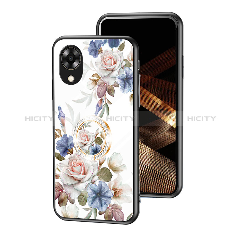 Handyhülle Silikon Hülle Rahmen Schutzhülle Spiegel Blumen S01 für Oppo A17K groß