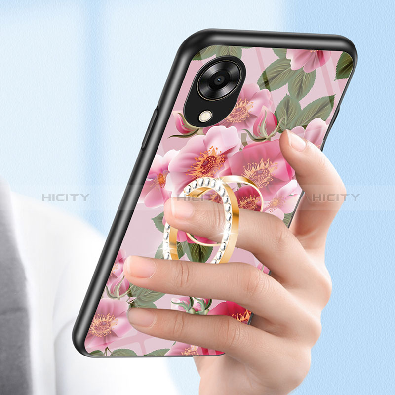 Handyhülle Silikon Hülle Rahmen Schutzhülle Spiegel Blumen S01 für Oppo A17K groß